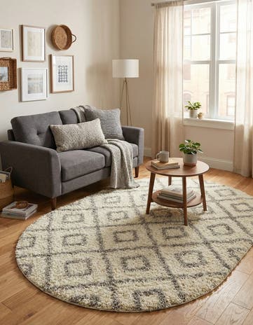 4' x 6' Lattice Shag Oval Rug