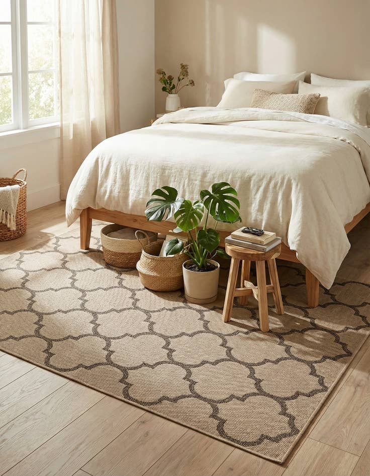 Detail image of 5' 2 x 7' 6  Washable Modern Indoor / Outdoor Rug