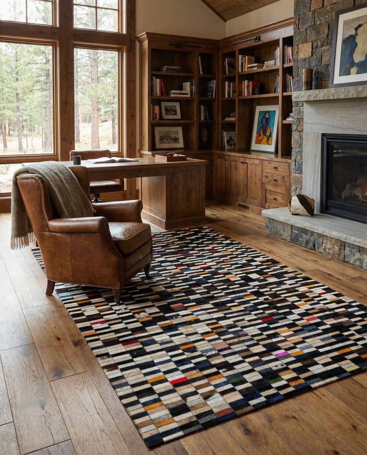 Detail image of 5' 2 x 8' Cowhide - Patchwork Rug