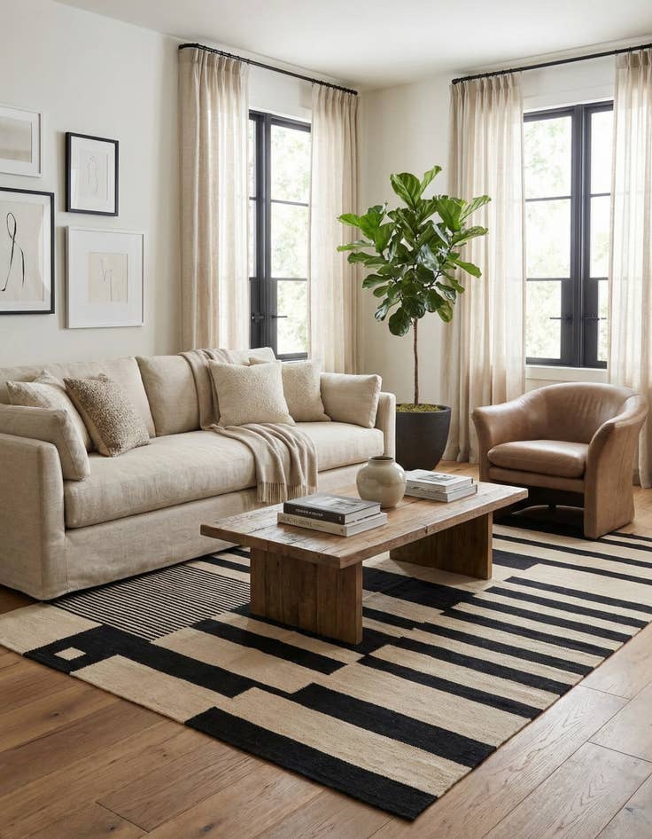 Detail image of 5' 8 x 7' 10 Hand Woven Kilim Modern Wool Rug