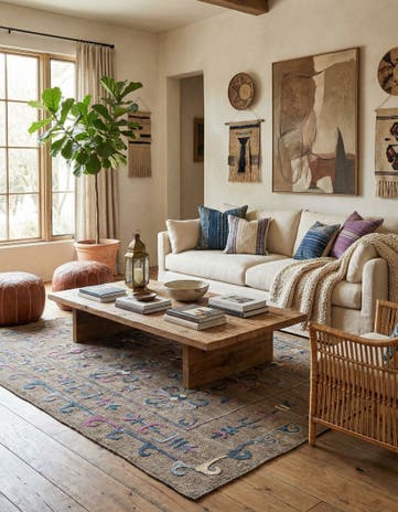5' 10 x 7' 2 Hand Woven Kilim Suzani Wool Rug