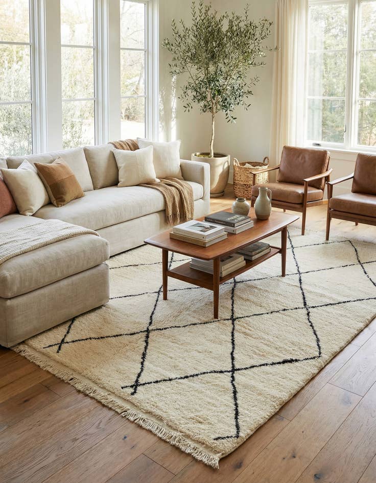 Detail image of  6' 4 x 9' 9  Hand Knotted Moroccan Wool Rug