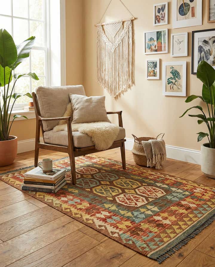 3' 3 x 6' 1 Hand Woven Kilim Maymana Wool Rug
