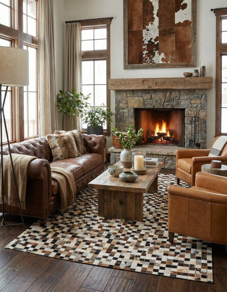 Detail image of  4' 11 x 7' 10 Cowhide - Patchwork Rug