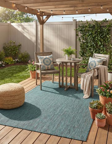 4' x 6' Easy-Clean Solid Indoor / Outdoor Rug
