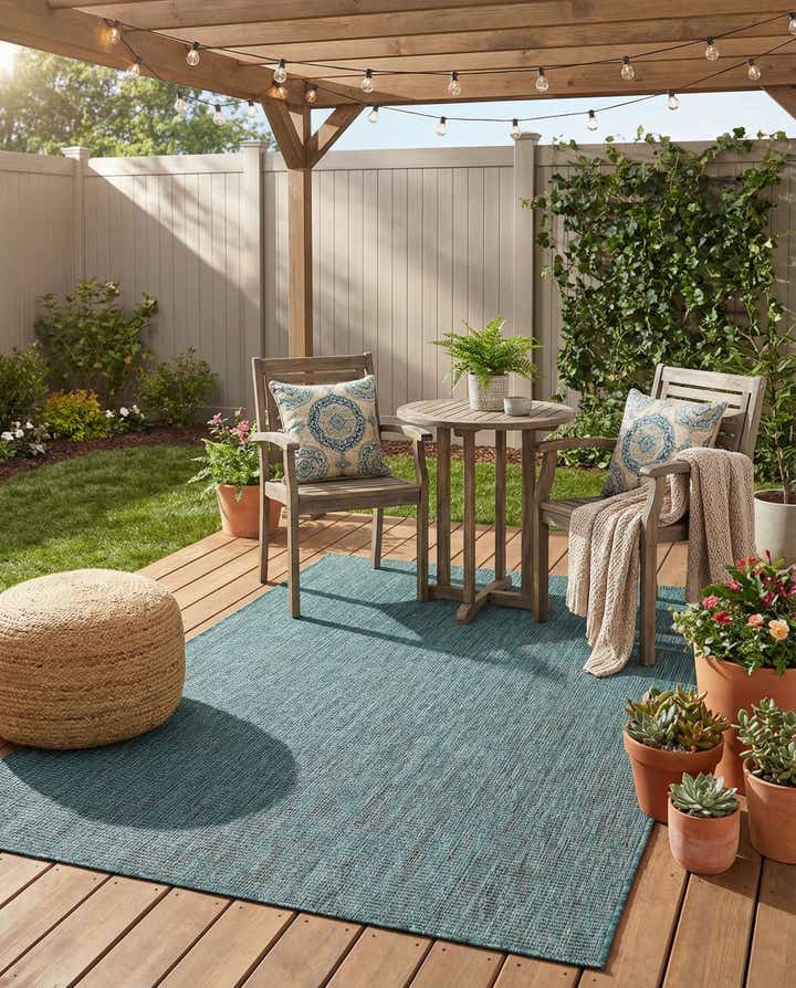 4' x 6' Easy-Clean Solid Indoor / Outdoor Rug