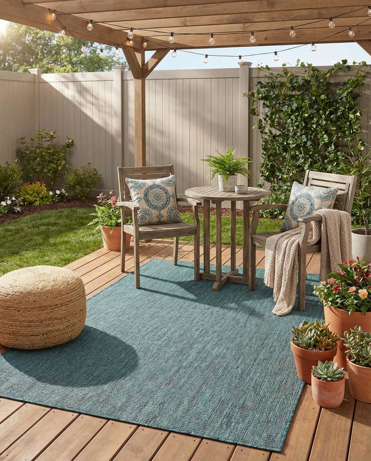Detail image of 4' x 6' Easy-Clean Solid Indoor / Outdoor Rug