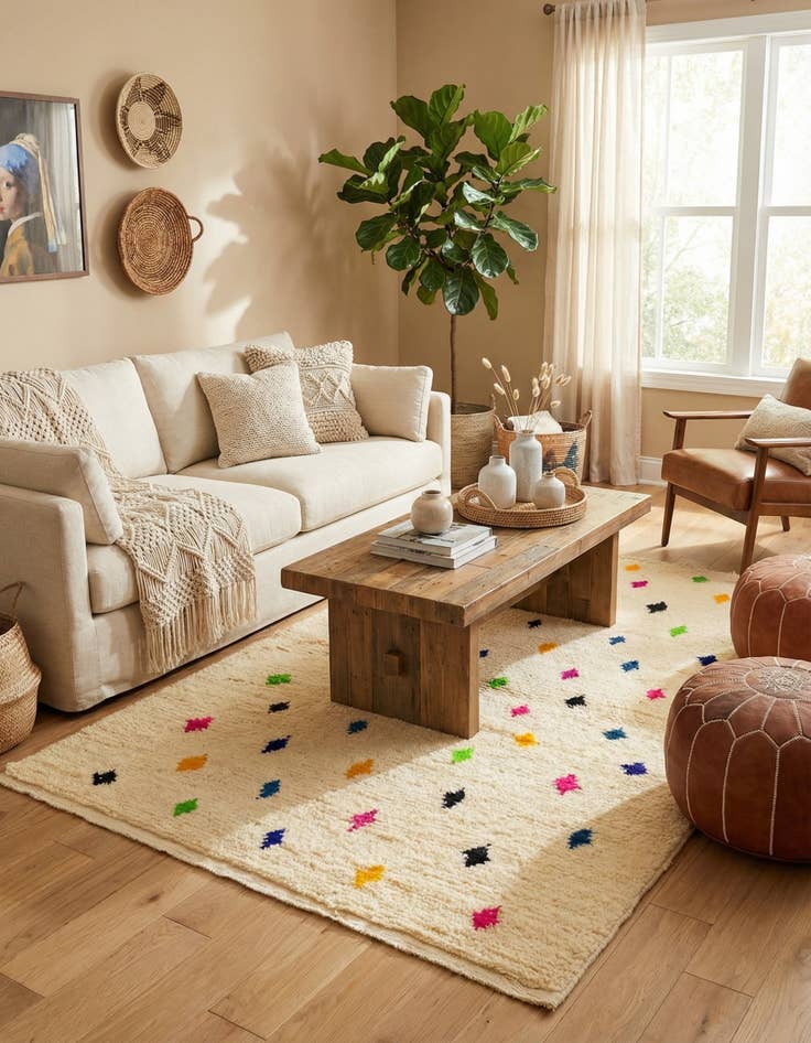 Detail image of  3' 6 x 4' 11  Hand Knotted Moroccan Wool Rug