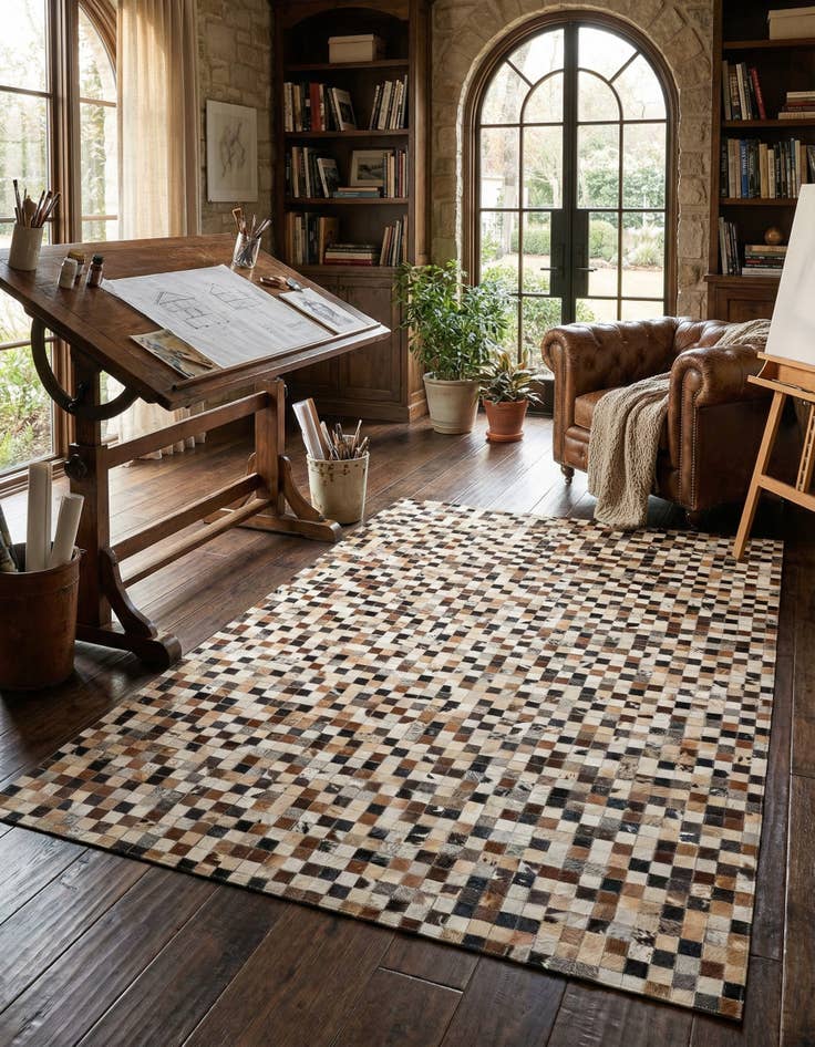 Detail image of 5' x 7' 11 Cowhide - Patchwork Rug