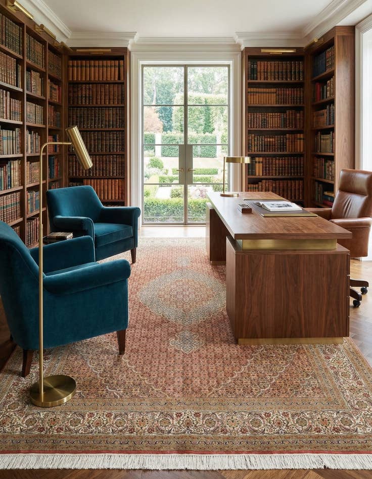 Detail image of  6' 7 x 9' 9  Hand Knotted Tabriz Mahi Persian Rug