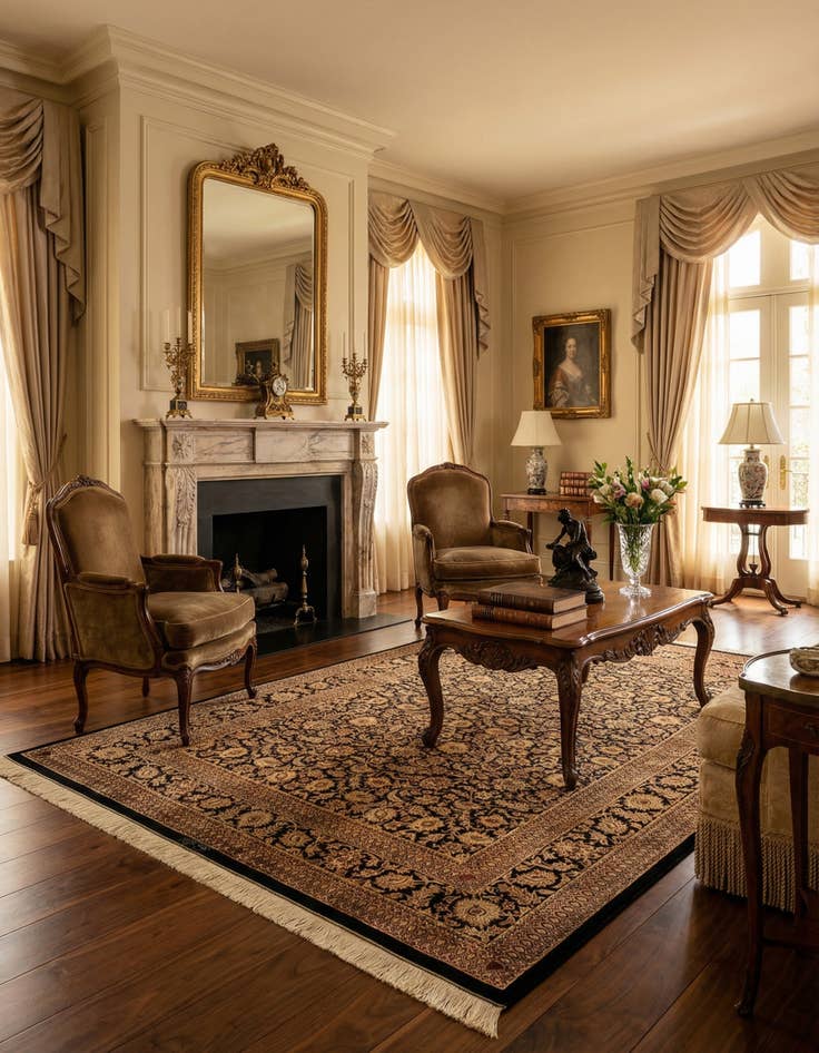 Detail image of 4' 6 x 6' 7 Ghom Rug