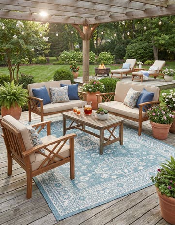 7' 10 x 11' Easy-Clean Aztec Indoor / Outdoor Rug