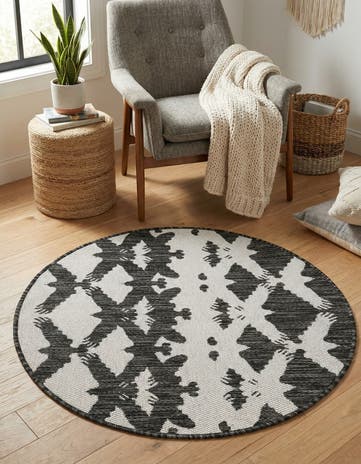 3' x 3' Easy-Clean Modern Indoor / Outdoor Round Rug