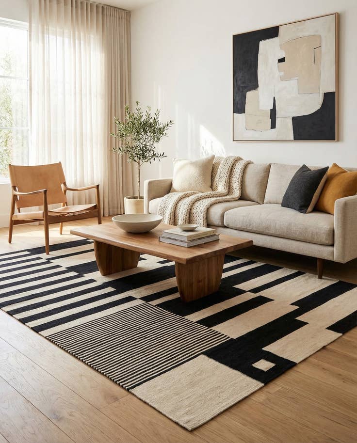 Detail image of 5' 10 x 7' 10 Hand Woven Kilim Modern Wool Rug