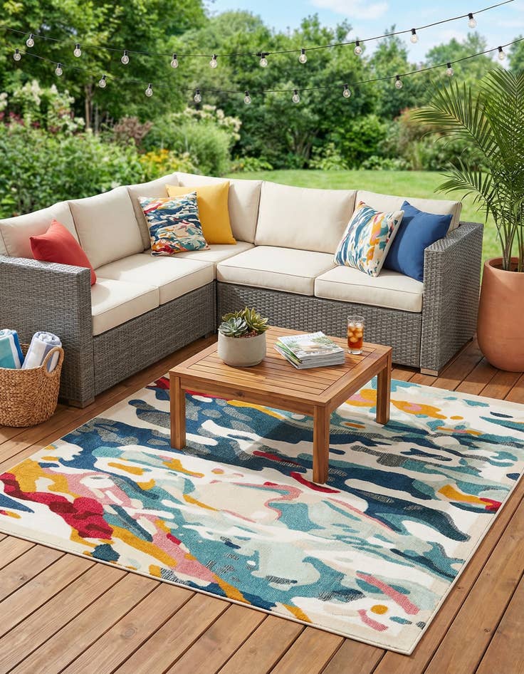 Detail image of 7' 10 x 7' 10  Washable Casablanca Indoor / Outdoor Square Rug