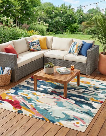 Easy-Clean Casablanca Indoor / Outdoor Square Rug