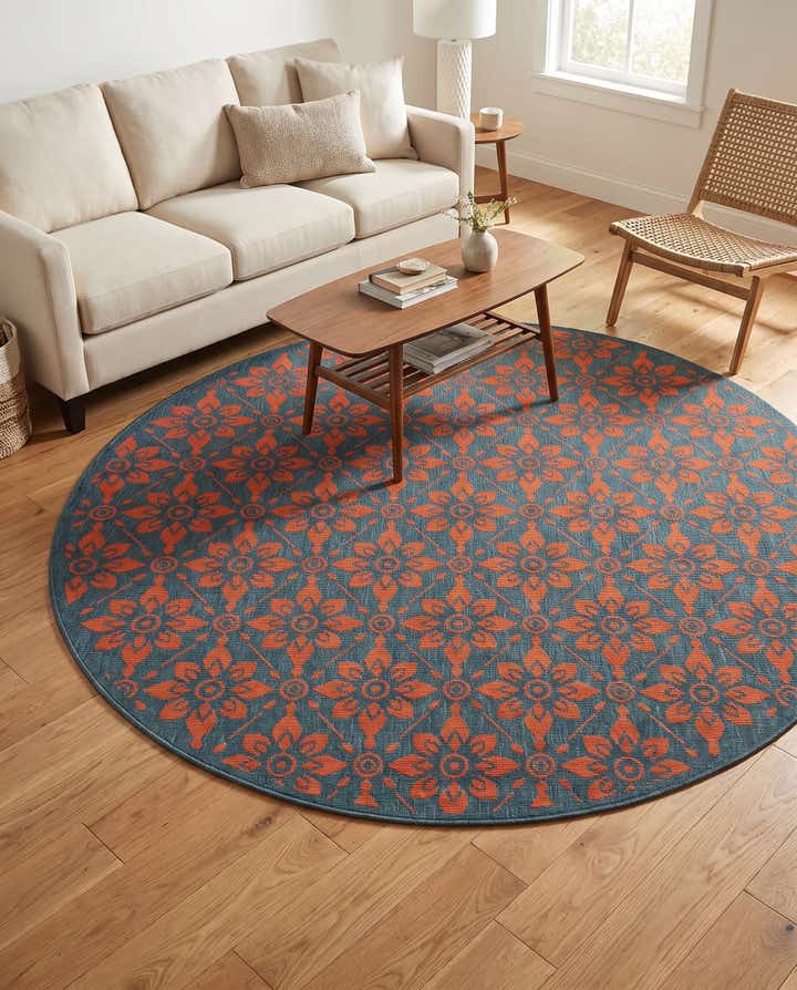 6' x 6' Easy-Clean Trellis Indoor / Outdoor Round Rug