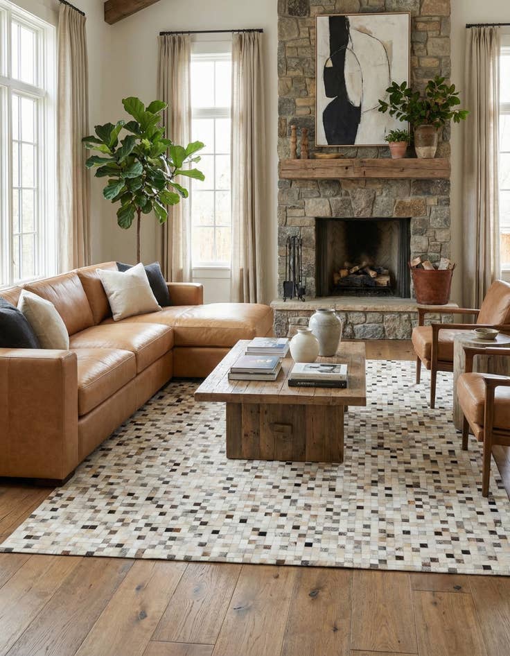 Detail image of 7' 11 x 9' 11 Cowhide Stocks Rug