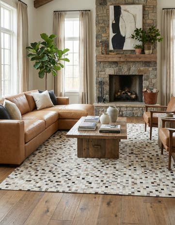 7' 11 x 9' 11 Cowhide Stocks Rug