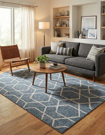 Harbor Blue Eco Trellis Rug
