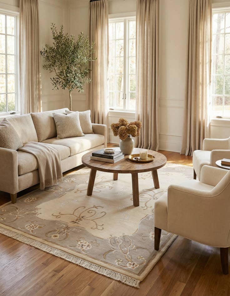 Detail image of 4' 2 x 5' 10  Hand Knotted Darya Wool Rug