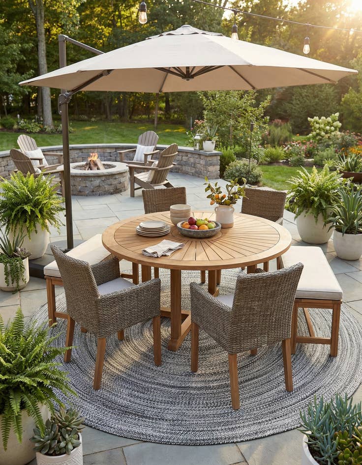 Detail image of 10' x 10'  Hand Woven Eco Verse   Washable Indoor / Outdoor Round Rug