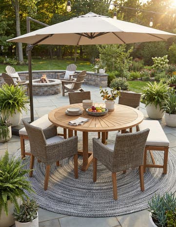 Black and White Easy-Clean Eco Verse Washable Indoor / Outdoor Round Rug