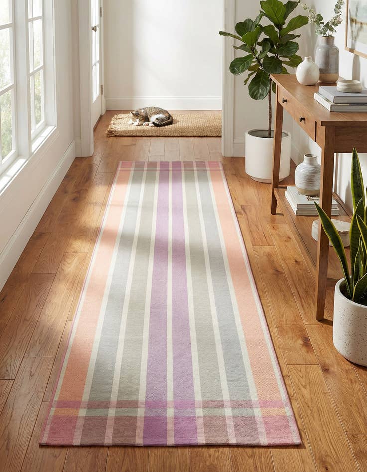 Detail image of 2' 7 x 10' Easy-Clean Striped Indoor / Outdoor Runner Rug