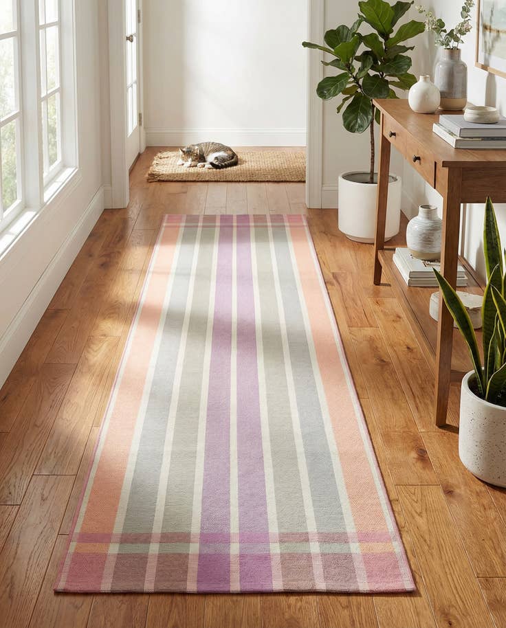 Detail image of 2' 7 x 10' Easy-Clean Striped Indoor / Outdoor Runner Rug
