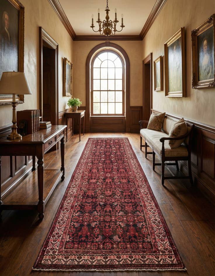 Detail image of 3' 8 x 10' 2  Hand Knotted Malayer Persian Wool Runner Rug