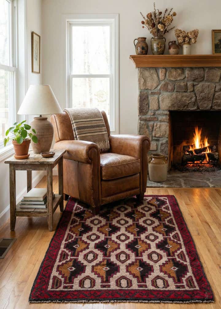 3' x 4' 9 Hand Knotted Balouch Persian Wool Rug