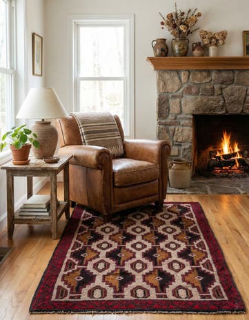 3' x 4' 9 Hand Knotted Balouch Persian Wool Rug