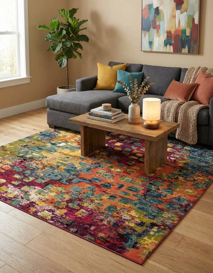 Detail image of 9' 10 x 9' 10  Washable Barcelona Square Rug