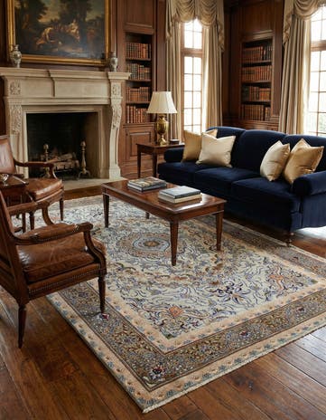 6' 6 x 10' Hand Knotted Kashan Persian Rug