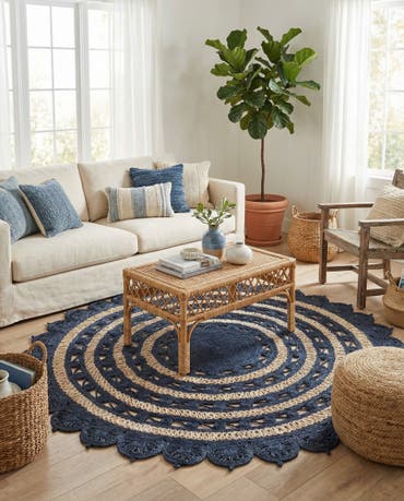  7' 10 x 7' 10  Hand Braided Jute Round Rug