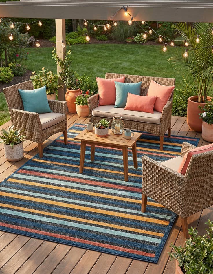 Detail image of 6' x 9' Easy-Clean Belize Indoor / Outdoor Rug