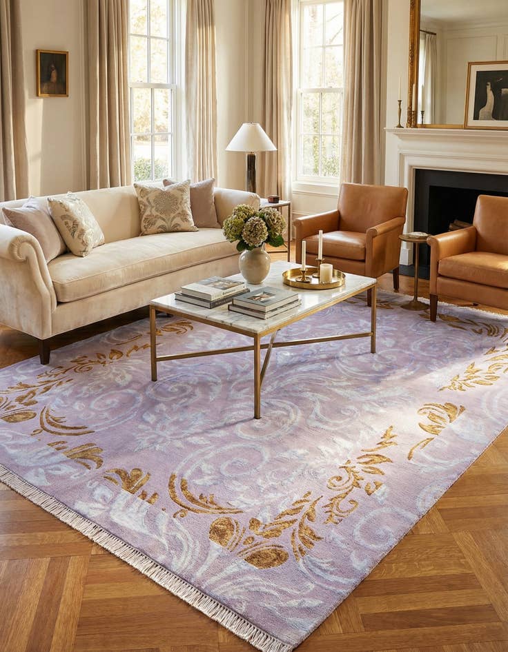 Detail image of 5' 8 x 8'  Hand Knotted Darya Wool Rug