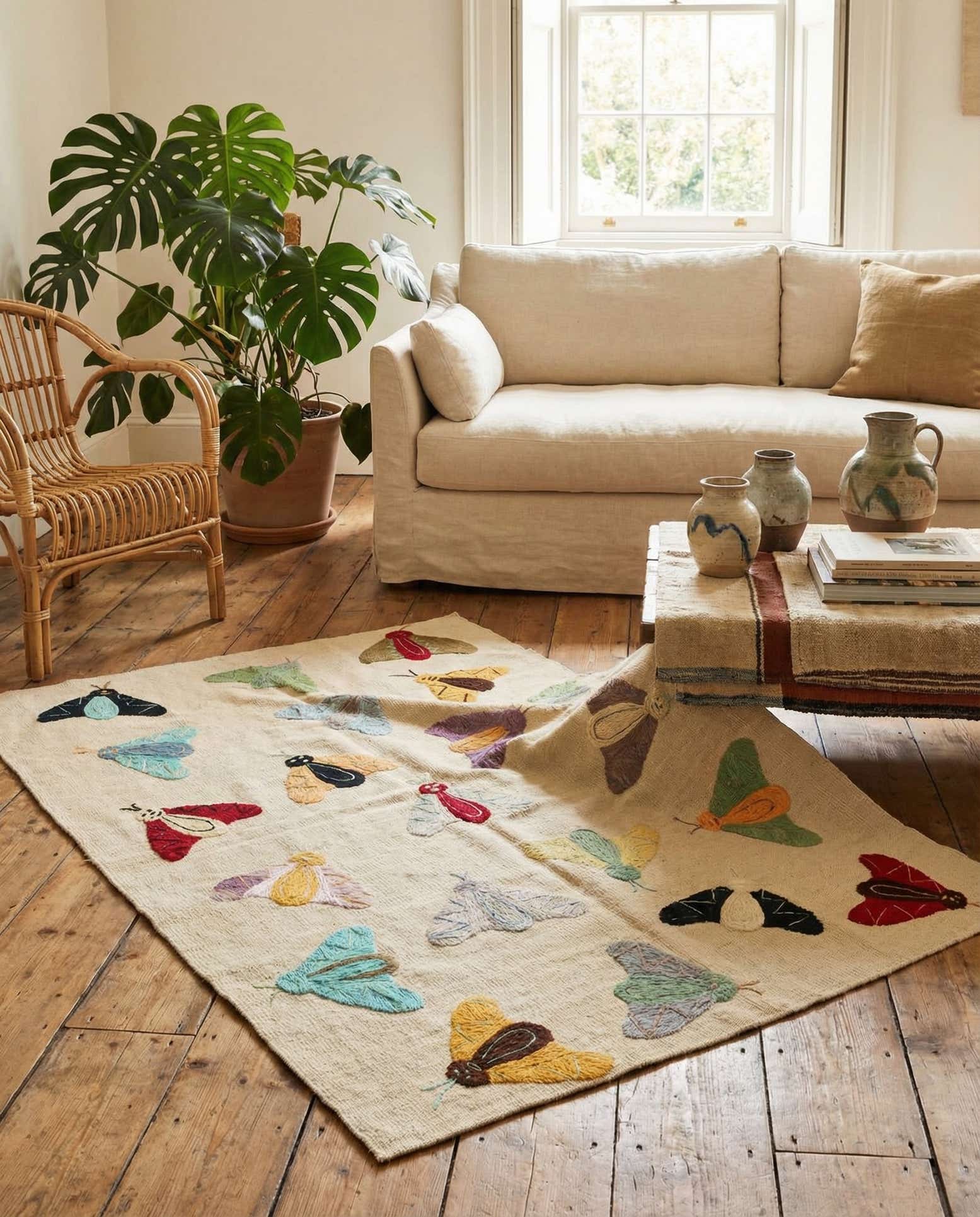 3' 3 x 4' 8 Hand Woven Kilim Suzani Wool Rug