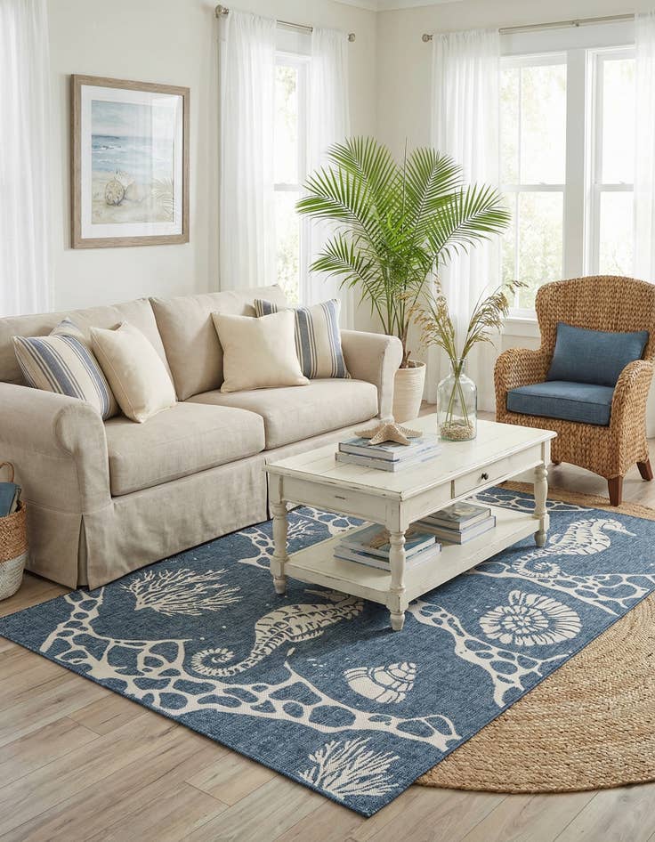 Detail image of  6' x 9'  Washable Coastal Indoor / Outdoor Rug