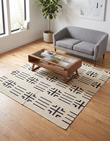 5' 3 x 6' 6 Hand Woven Kilim Modern Wool Square Rug