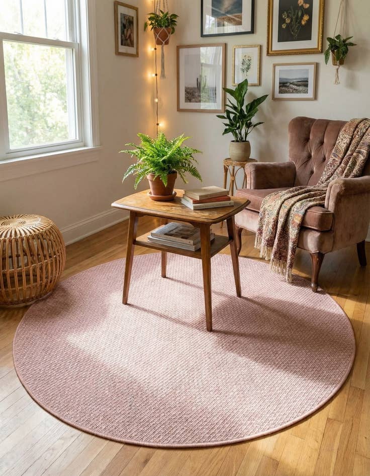 Detail image of  4' x 4'  Washable Solid Indoor / Outdoor Round Rug