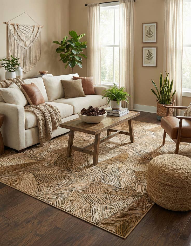 Detail image of  9' x 12'  Washable Botanical Indoor / Outdoor Rug