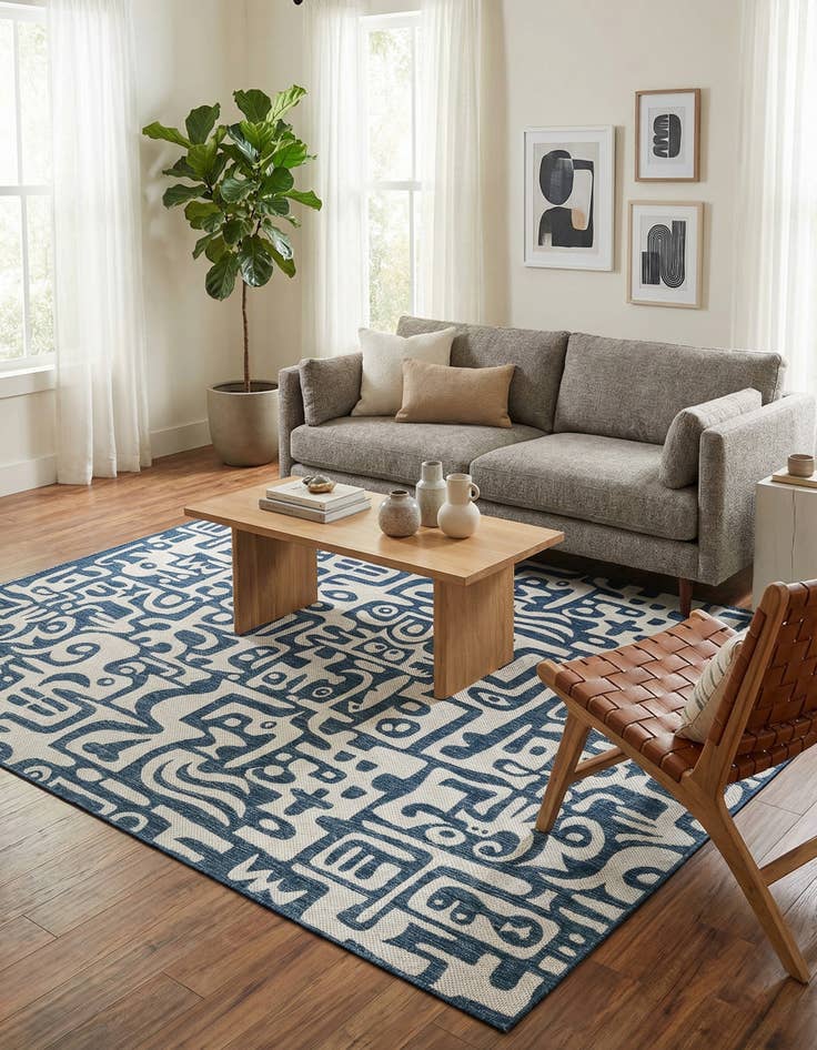 Detail image of 9' x 12' Easy-Clean Modern Indoor / Outdoor Rug