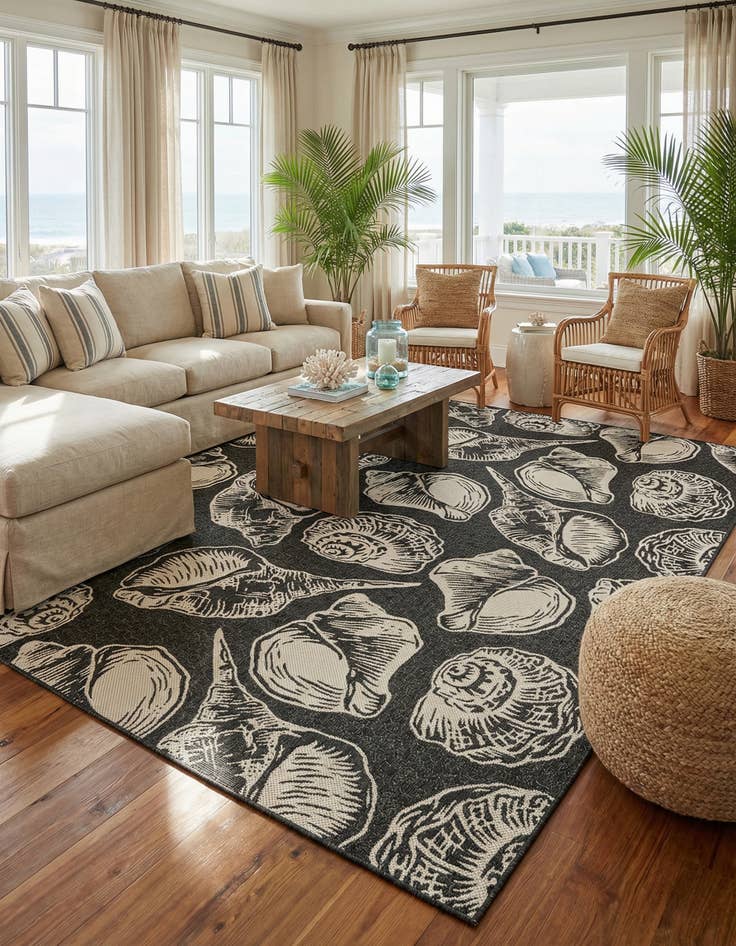Detail image of  9' x 12'  Washable Coastal Indoor / Outdoor Rug