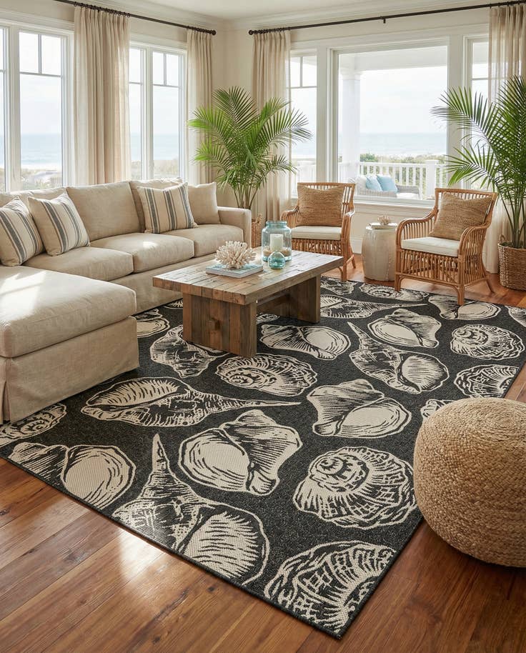 Detail image of 9' x 12' Easy-Clean Coastal Indoor / Outdoor Rug