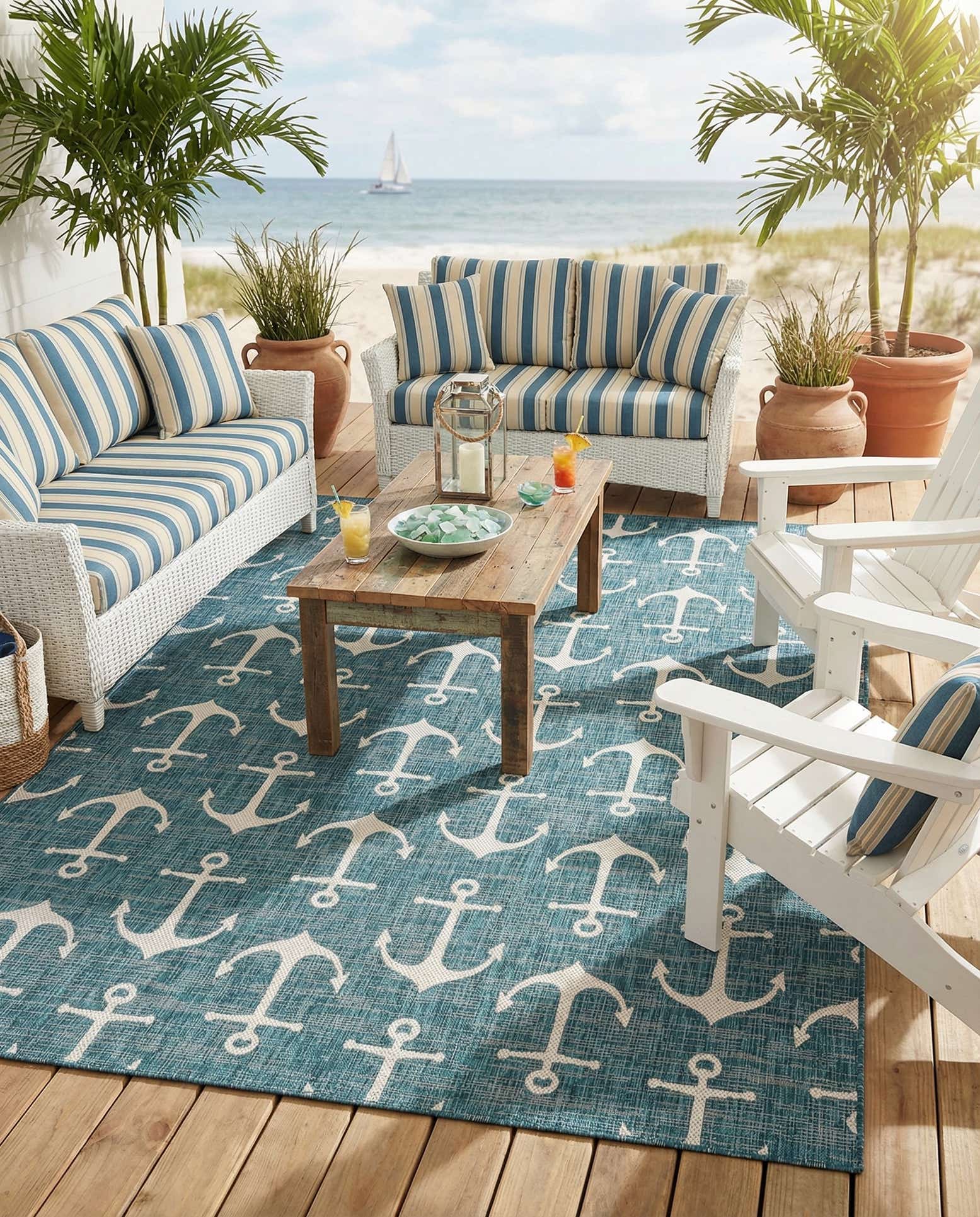 9' x 12' Easy-Clean Coastal Indoor / Outdoor Rug