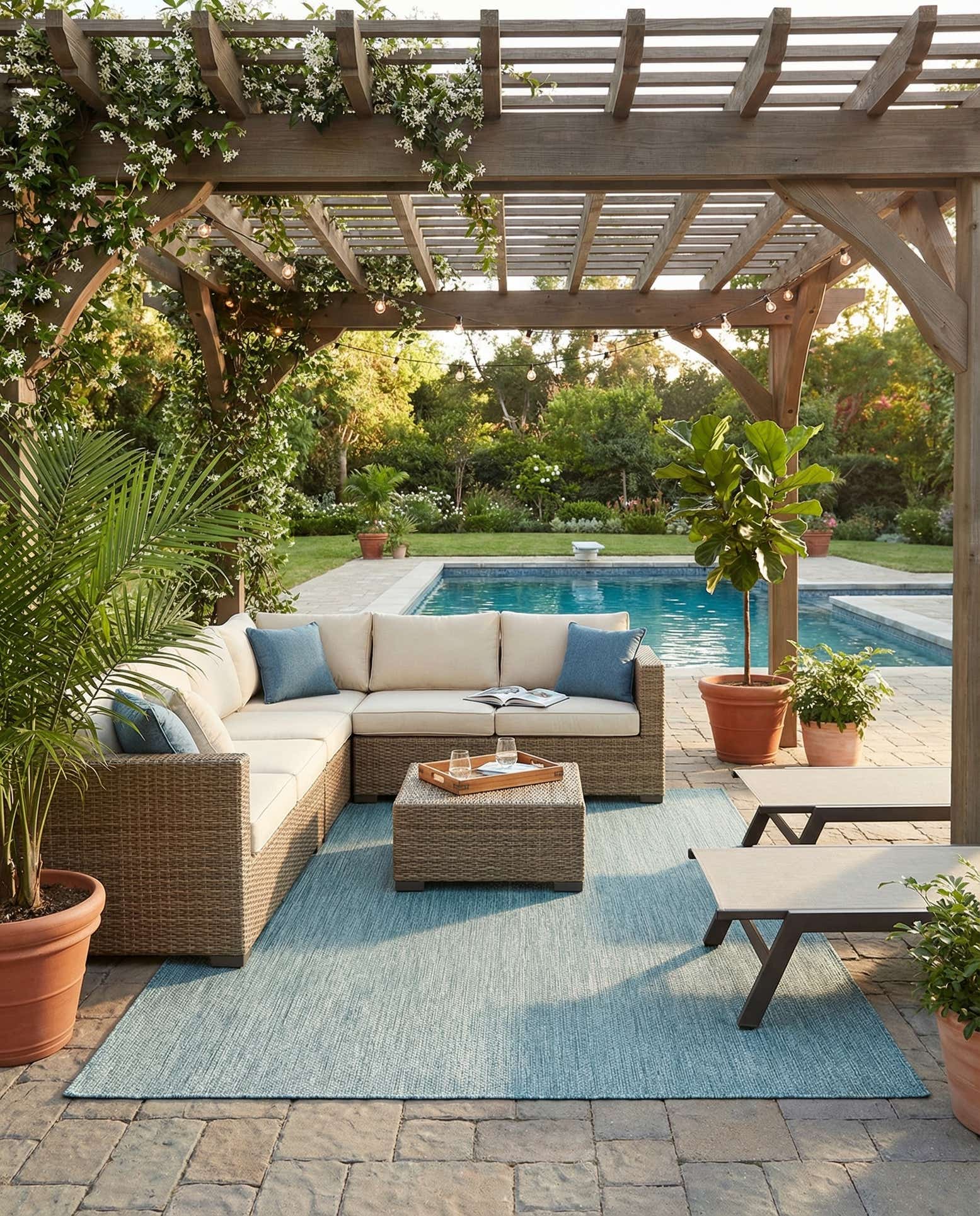 7' x 10' Easy-Clean Solid Indoor / Outdoor Rug