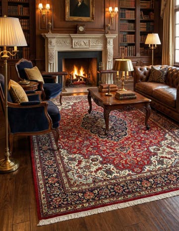 6' 9 x 9' 8 Hand Knotted Qom Persian Rug