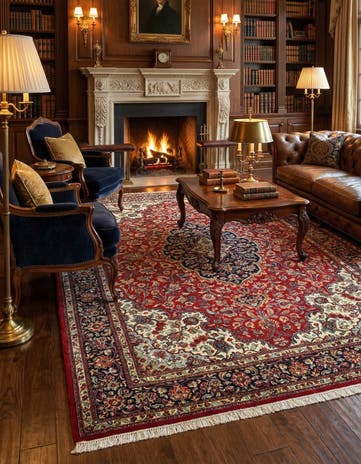 6' 9 x 9' 8 Hand Knotted Qom Persian Rug