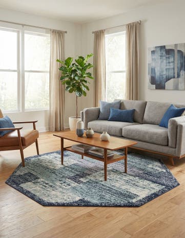 Blue and Gray Tucson Octagon Rug
